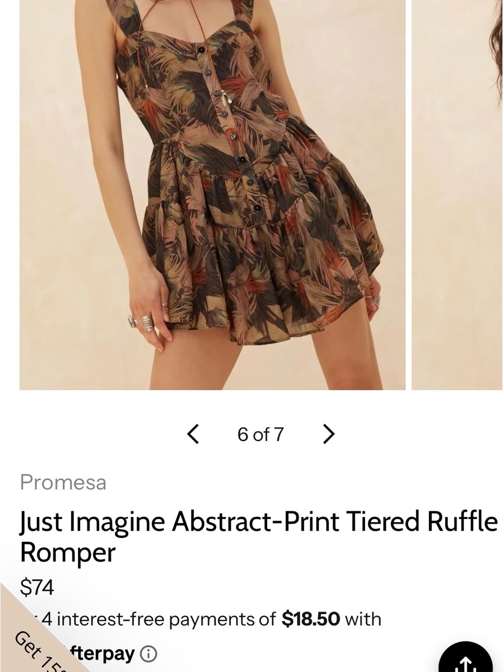Promesa Brown Multi-Print Tiered Ruffle Romper